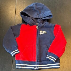Polo by Ralph Lauren Kids Navy & Red Colorblock Zip Hoodie Size 2/2T
